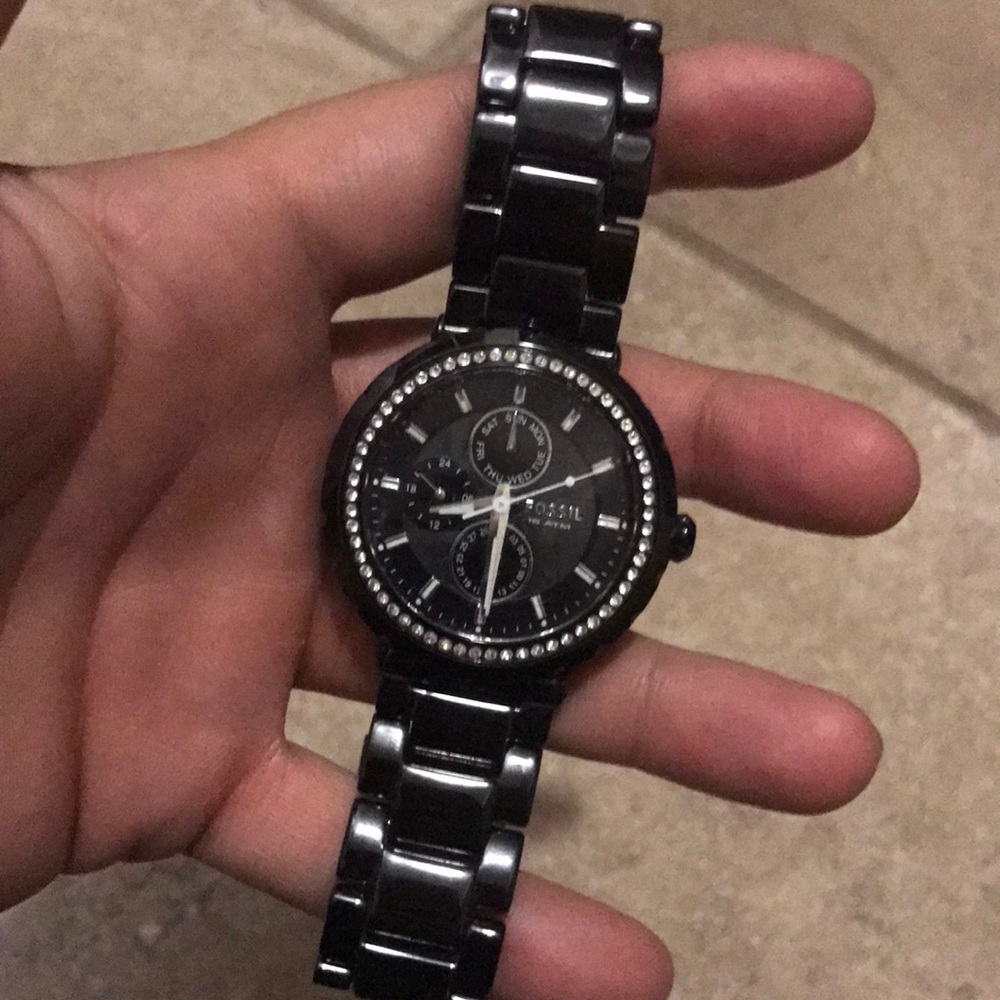 Ceramic black Fossil watch. Beautiful
